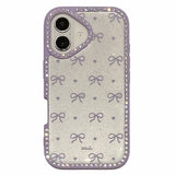 EIDERWOOD iPhone 16 Hybrid Skal med Rosetter och Strass - Genomskinlig / Lila