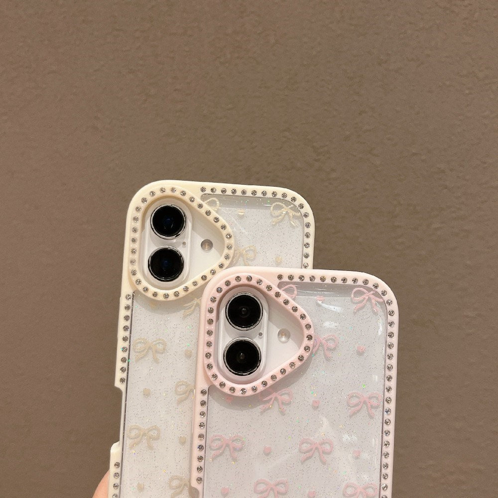 EIDERWOOD iPhone 16 Hybrid Skal med Rosetter och Strass - Genomskinlig / Lila
