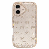 EIDERWOOD iPhone 16 Hybrid Skal med Rosetter och Strass - Genomskinlig / Vit