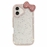 EIDERWOOD iPhone 16 Hybrid Skal med 3D Rosett och Strass - Genomskinlig / Rosa