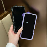 EIDERWOOD iPhone 16 Hybrid Skal med 3D Rosett och Strass - Genomskinlig / Rosa