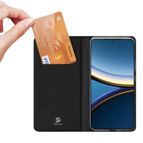 Xiaomi Poco F7 Pro EIDERWOOD Konstläder Fodral m. Korthållare & Ställfunktion – Svart