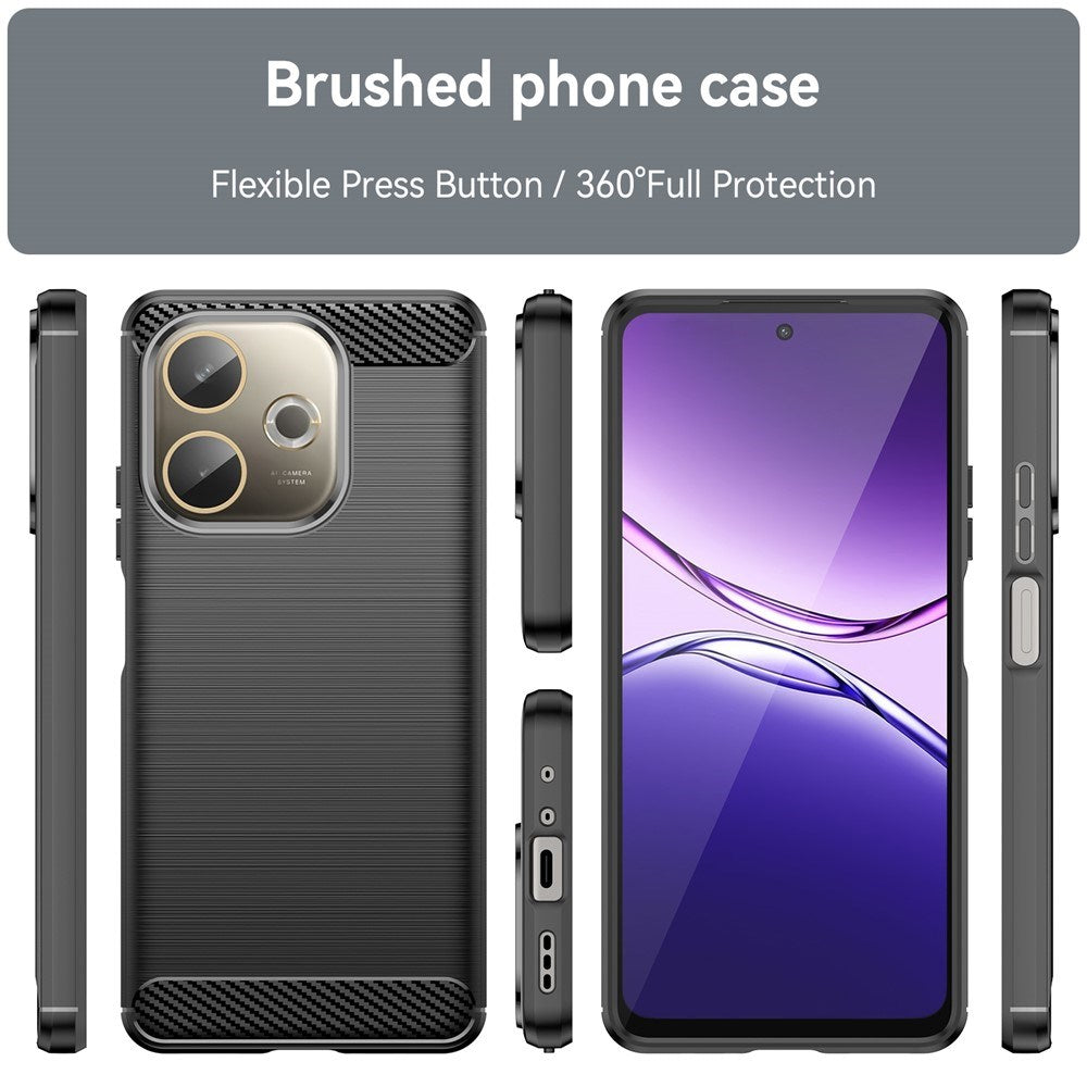 Oppo A5 Pro (4G / 5G) EIDERWOOD Brushed Carbon Fiber Plast Skal - Svart