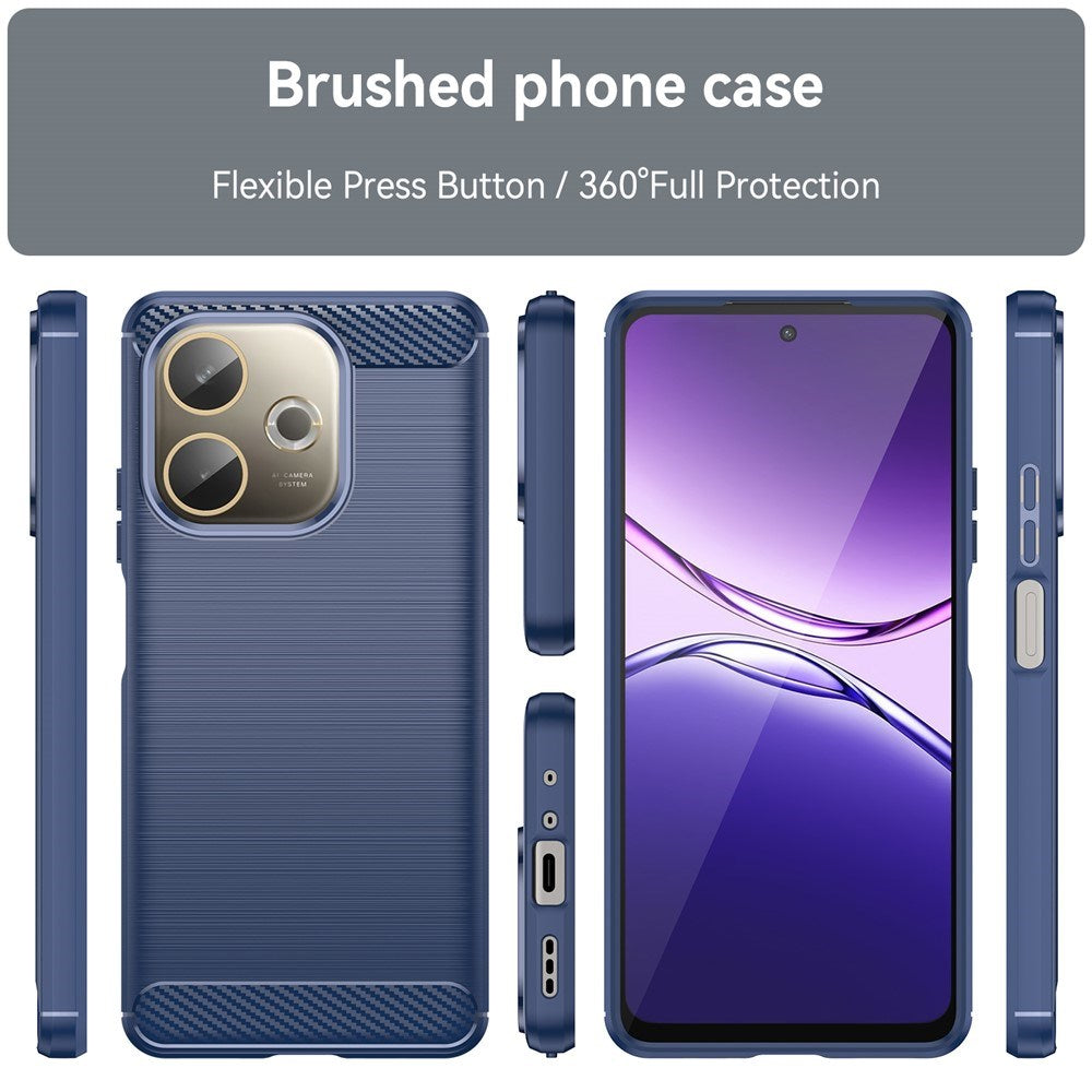 Oppo A5 Pro (4G / 5G) EIDERWOOD Brushed Carbon Fiber Plast Skal - Blå