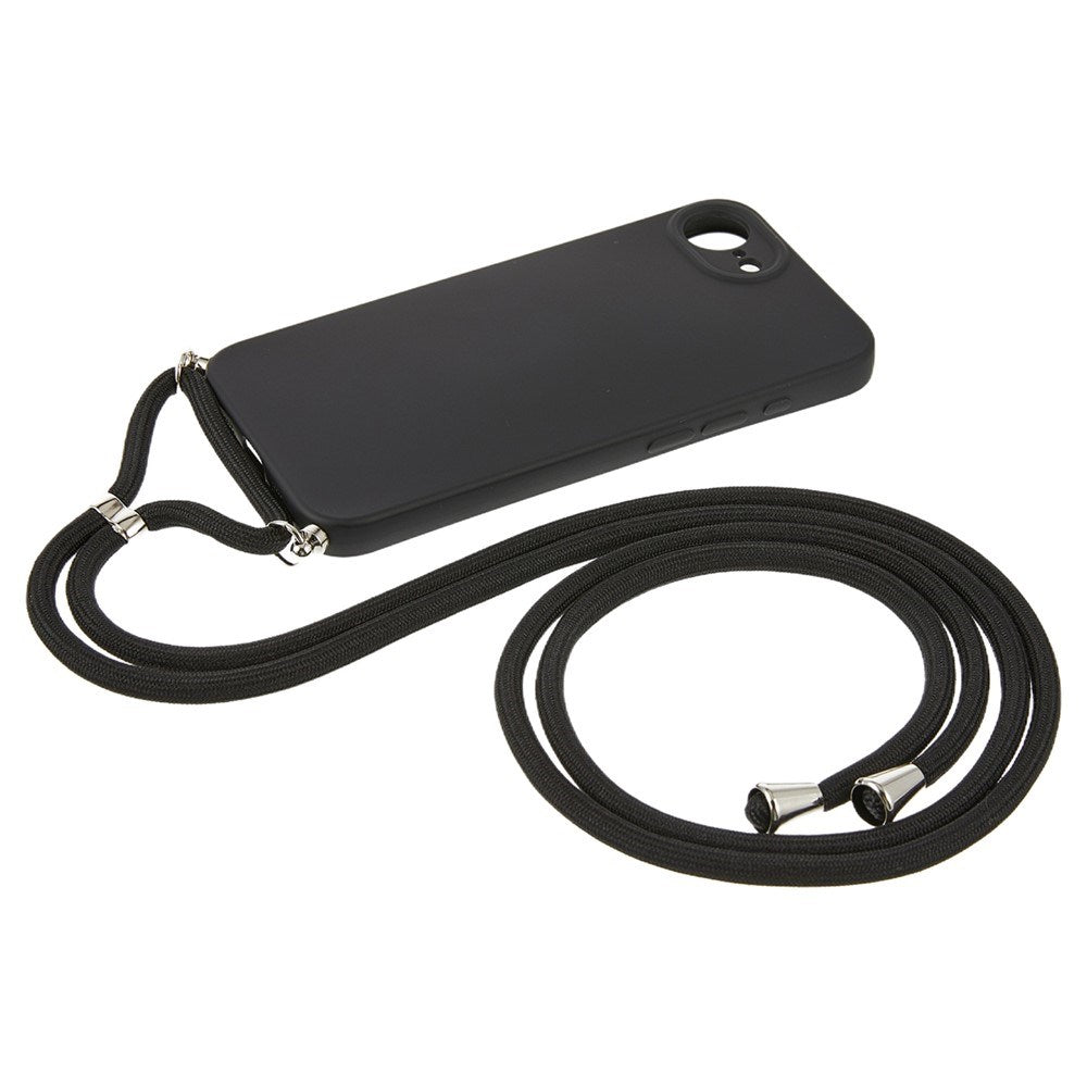 iPhone 17e / 16e EIDERWOOD Fodrat Flexibelt Plast Skal m. Rem - Svart
