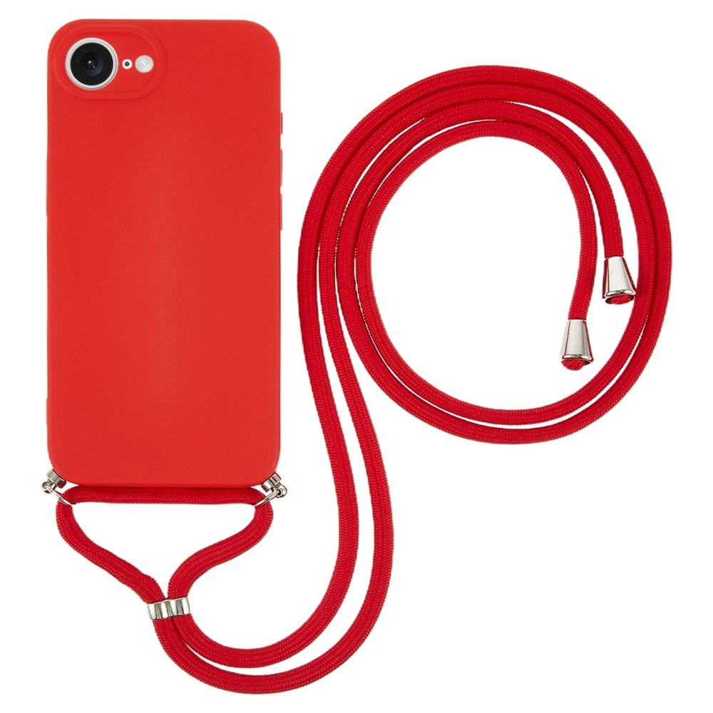 iPhone 17e / 16e EIDERWOOD Fodrat Flexibelt Plast Skal m. Rem - Röd