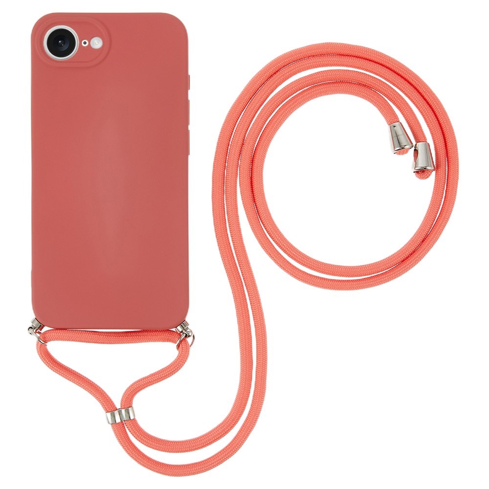 iPhone 17e / 16e EIDERWOOD Fodrat Flexibelt Plast Skal m. Rem - Mörkröd