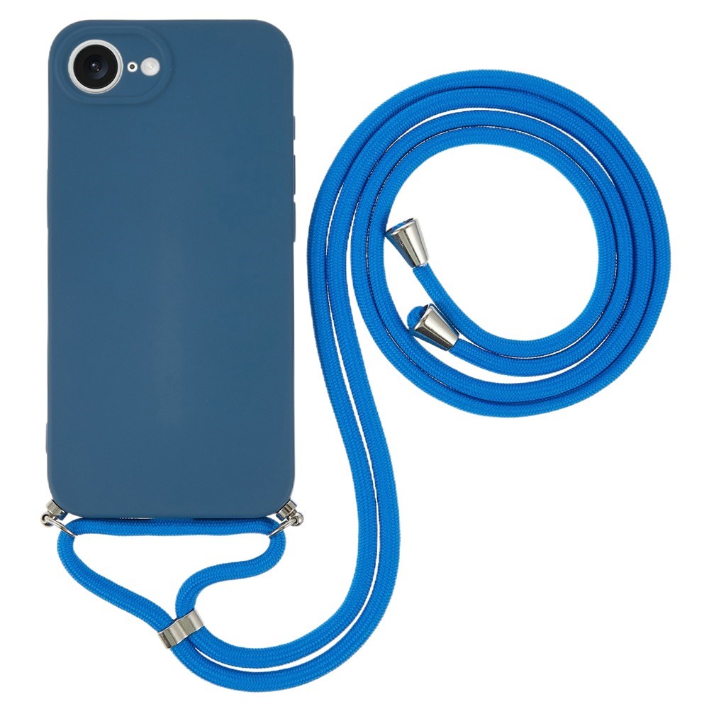 iPhone 17e / 16e EIDERWOOD Fodrat Flexibelt Plast Skal m. Rem - Mörkblå