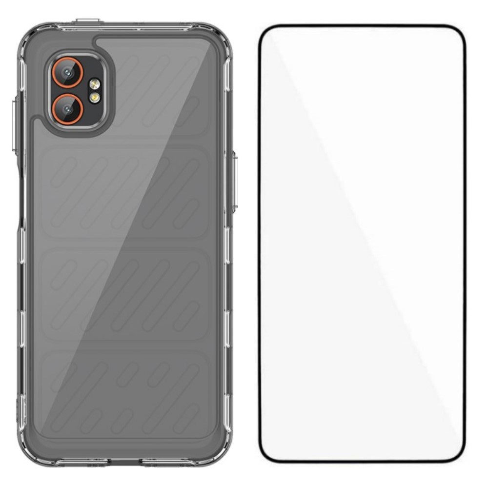 EIDERWOOD Samsung Galaxy Xcover 7 Pro 2-i-1 Set Flexibelt Plast Skal med Härdat Glas Skärmskydd - Genomskinlig