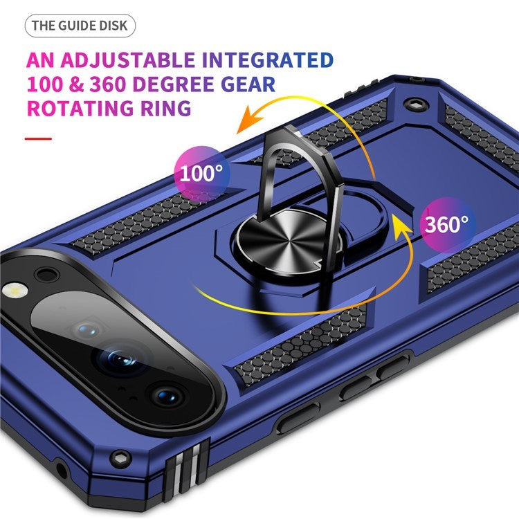 EIDERWOOD Google Pixel 10 Pro XL Hybrid Hantverkar Skal m. 360 Roterbart Ställ - Blå