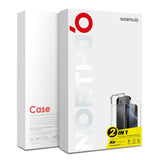 NORTHJO iPhone 16e 2-i-1 Skyddspaket med Stötabsorberande Flexibelt Plast Skal & Härdat Skärmskyddsglas - Genomskinlig