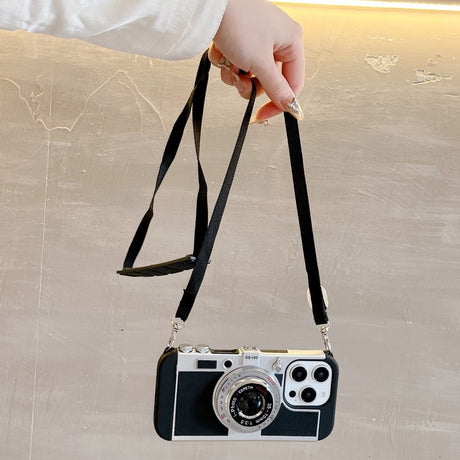 EIDERWOOD iPhone 14 Pro Retro Kamera Skal med Axelrem - Svart