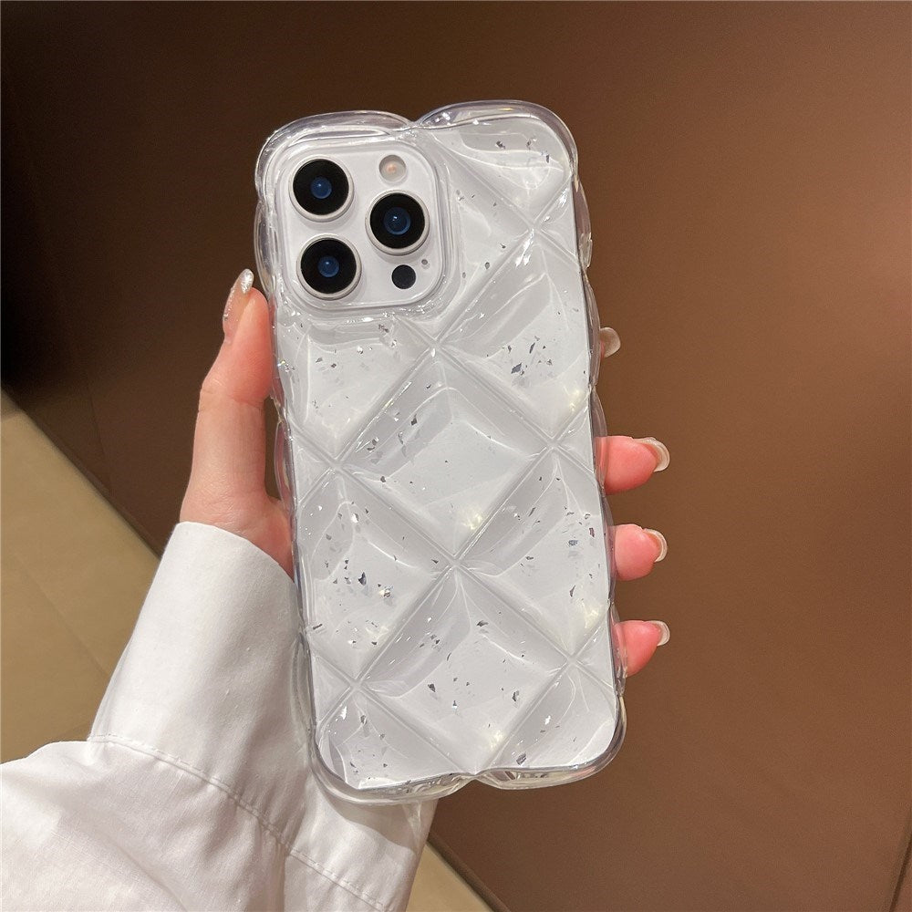 iPhone 16 Pro Max EIDERWOOD Texturerat Flexibelt Plast Skal – Genomskinlig / Silver