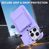 EIDERWOOD iPhone 16 Pro Max Flexibelt Plast Skal med Korthållare & Inbyggd Spegel – Lila
