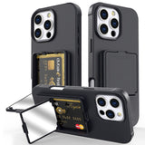 EIDERWOOD iPhone 16 Pro Max Flexibelt Plast Skal med Korthållare & Inbyggd Spegel – Svart