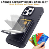 EIDERWOOD iPhone 16 Pro Max Flexibelt Plast Skal med Korthållare & Inbyggd Spegel – Svart