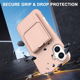 EIDERWOOD iPhone 16 Plus Flexibelt Plast Skal med Korthållare & Inbyggd Spegel – Rose Gold