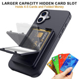 EIDERWOOD iPhone 16 Plus Flexibelt Plast Skal med Korthållare & Inbyggd Spegel – Svart