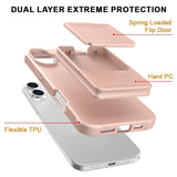 EIDERWOOD iPhone 16 Flexibelt Plast Skal med Korthållare & Inbyggd Spegel – Rose Gold