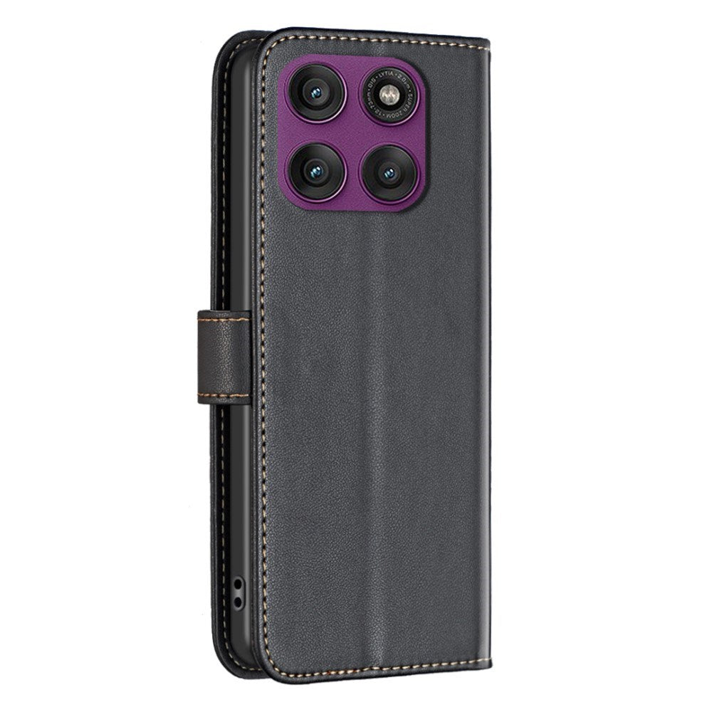 Motorola Edge 60 Pro BINFEN Konstläder Flip Fodral med Korthållare & Ställfunktion - Svart