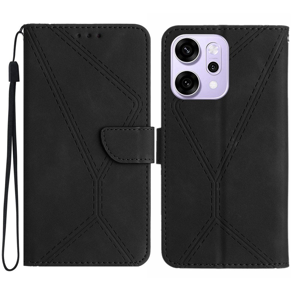 Oppo Reno14 (5G) Konstläder Fodral med Tryck - Svart