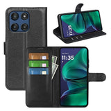 Motorola Moto G Stylus 5G (2025) EIDERWOOD Konstläder Flip Fodral med Korthållare & Ställfunktion - Svart