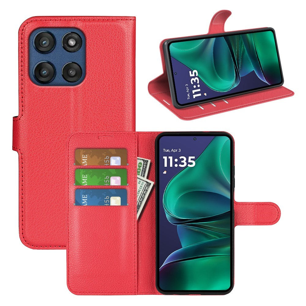 Motorola Moto G Stylus 5G (2025) EIDERWOOD Konstläder Flip Fodral med Korthållare & Ställfunktion - Röd
