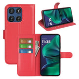 Motorola Moto G Stylus 5G (2025) EIDERWOOD Konstläder Flip Fodral med Korthållare & Ställfunktion - Röd