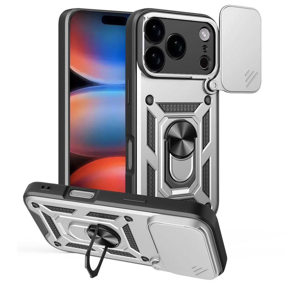EIDERWOOD iPhone 17 Pro Hybrid Hantverkar Skal m. Kickstand & Cam Slider - Silver