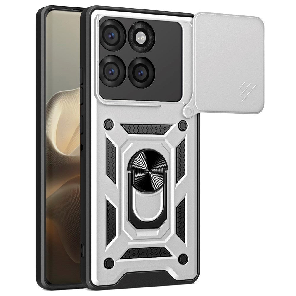 EIDERWOOD Motorola Edge 60 Pro Hybrid Hantverkar Skal m. Magnetisk Kickstand & Cam Slider - Silver