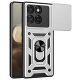 EIDERWOOD Motorola Edge 60 Pro Hybrid Hantverkar Skal m. Magnetisk Kickstand & Cam Slider - Silver