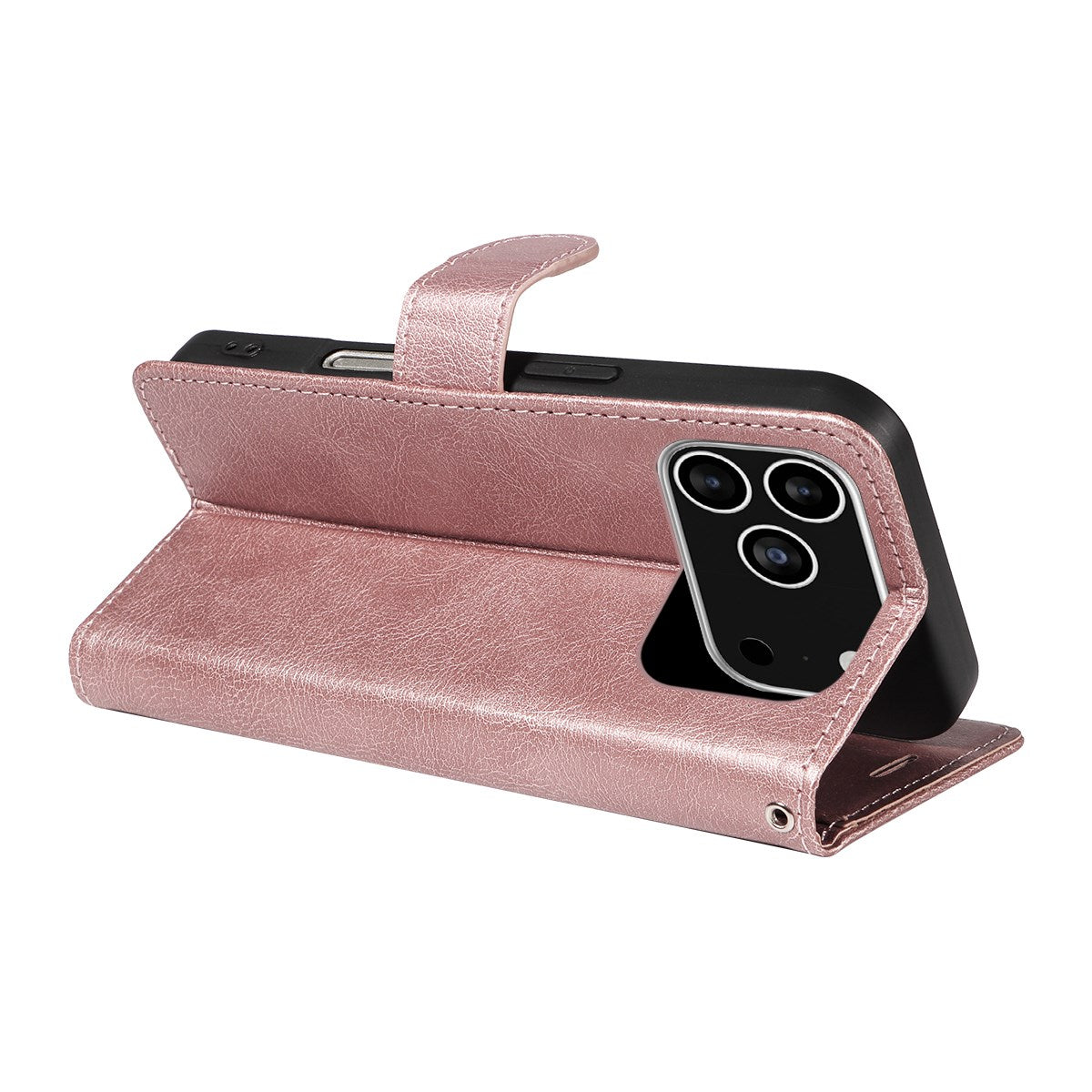 EIDERWOOD iPhone 17 Pro Plånboksfodral i Konstläder med Rem - Rose Gold
