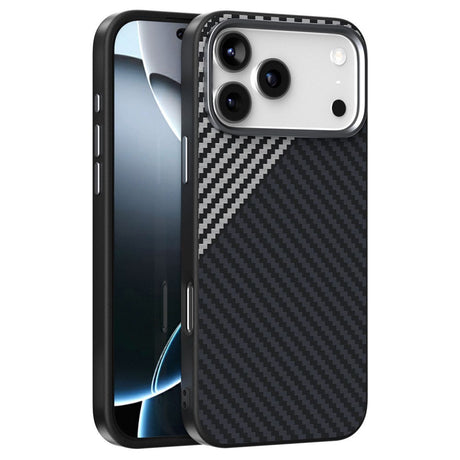 iPhone 18 Pro / 17 Pro ABEEL Hybrid Skal med Kolfiberstruktur - MagSafe Kompatibel - Svart / Silver
