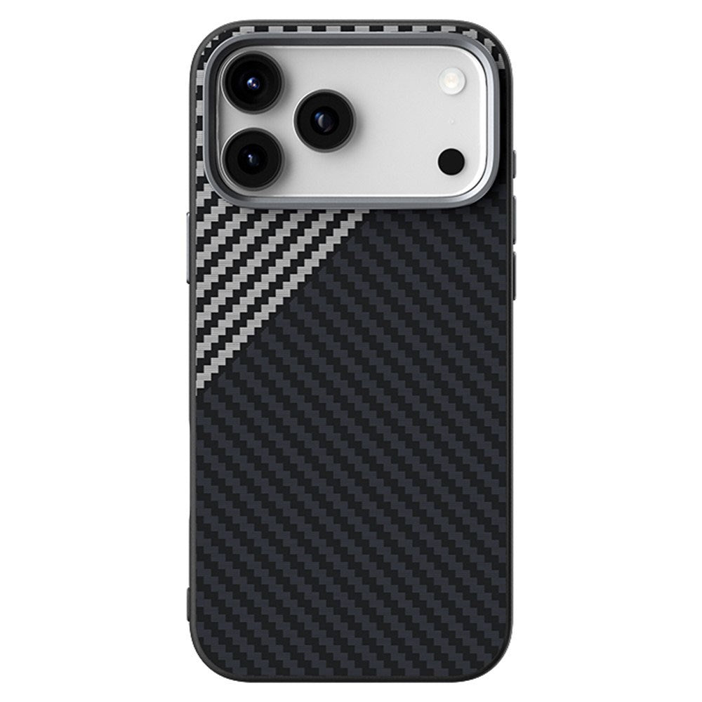 iPhone 18 Pro / 17 Pro ABEEL Hybrid Skal med Kolfiberstruktur - MagSafe Kompatibel - Svart / Silver