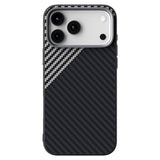 iPhone 18 Pro / 17 Pro ABEEL Hybrid Skal med Kolfiberstruktur - MagSafe Kompatibel - Svart / Silver