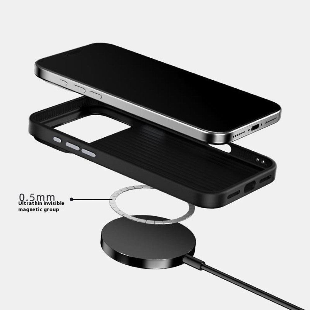 iPhone 18 Pro / 17 Pro ABEEL Hybrid Skal med Kolfiberstruktur - MagSafe Kompatibel - Svart / Silver