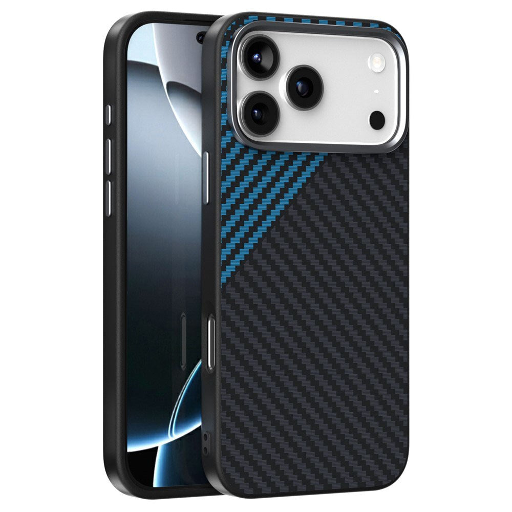 iPhone 18 Pro / 17 Pro ABEEL Hybrid Skal med Kolfiberstruktur - MagSafe Kompatibel - Svart / Blå