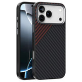 iPhone 18 Pro / 17 Pro ABEEL Hybrid Skal med Kolfiberstruktur - MagSafe Kompatibel - Svart / Röd