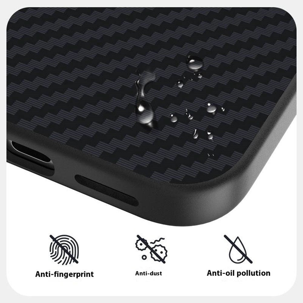 iPhone 18 Pro / 17 Pro ABEEL Hybrid Skal med Kolfiberstruktur - MagSafe Kompatibel - Svart / Röd