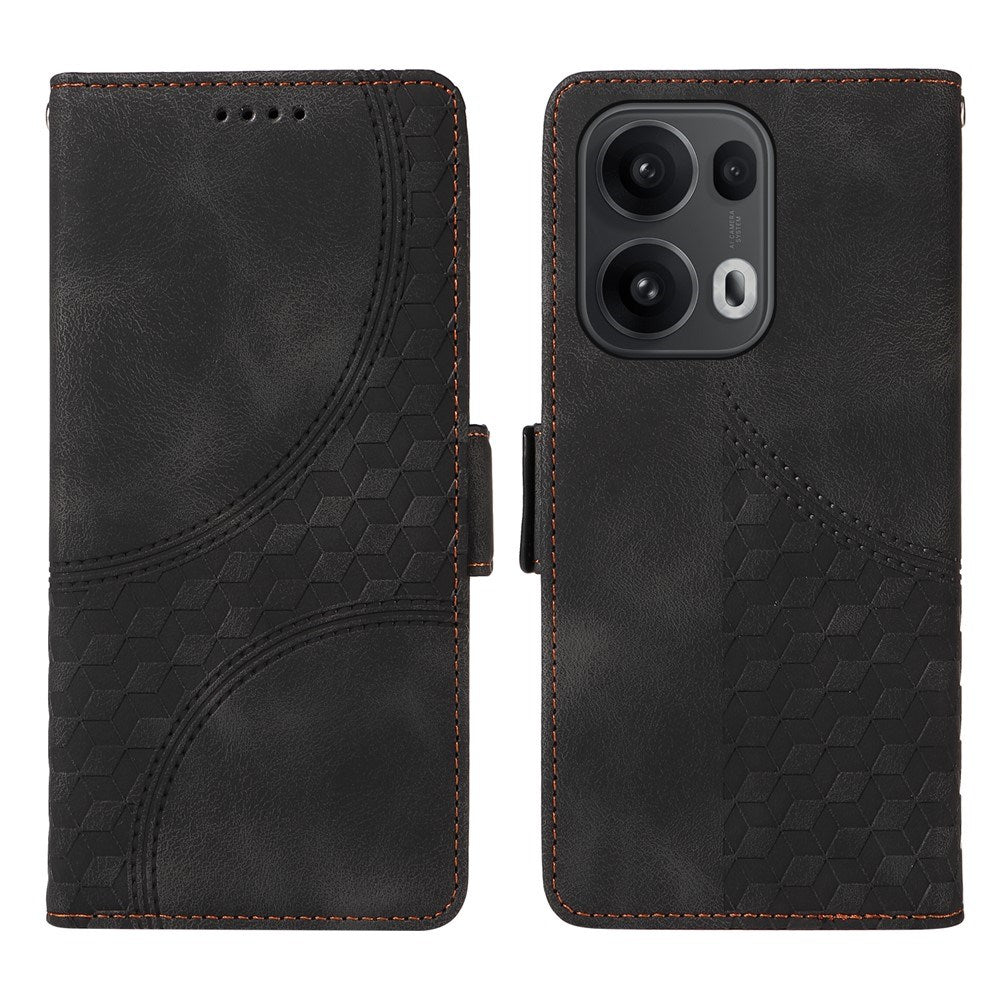 Oppo Reno14 Pro (5G) / Reno13 Pro (5G) Konstläder Fodral med Tryck - Svart