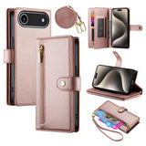 EIDERWOOD iPhone Air Fodral med Korthållare / Blixtlåsficka / Rem - Rose Gold