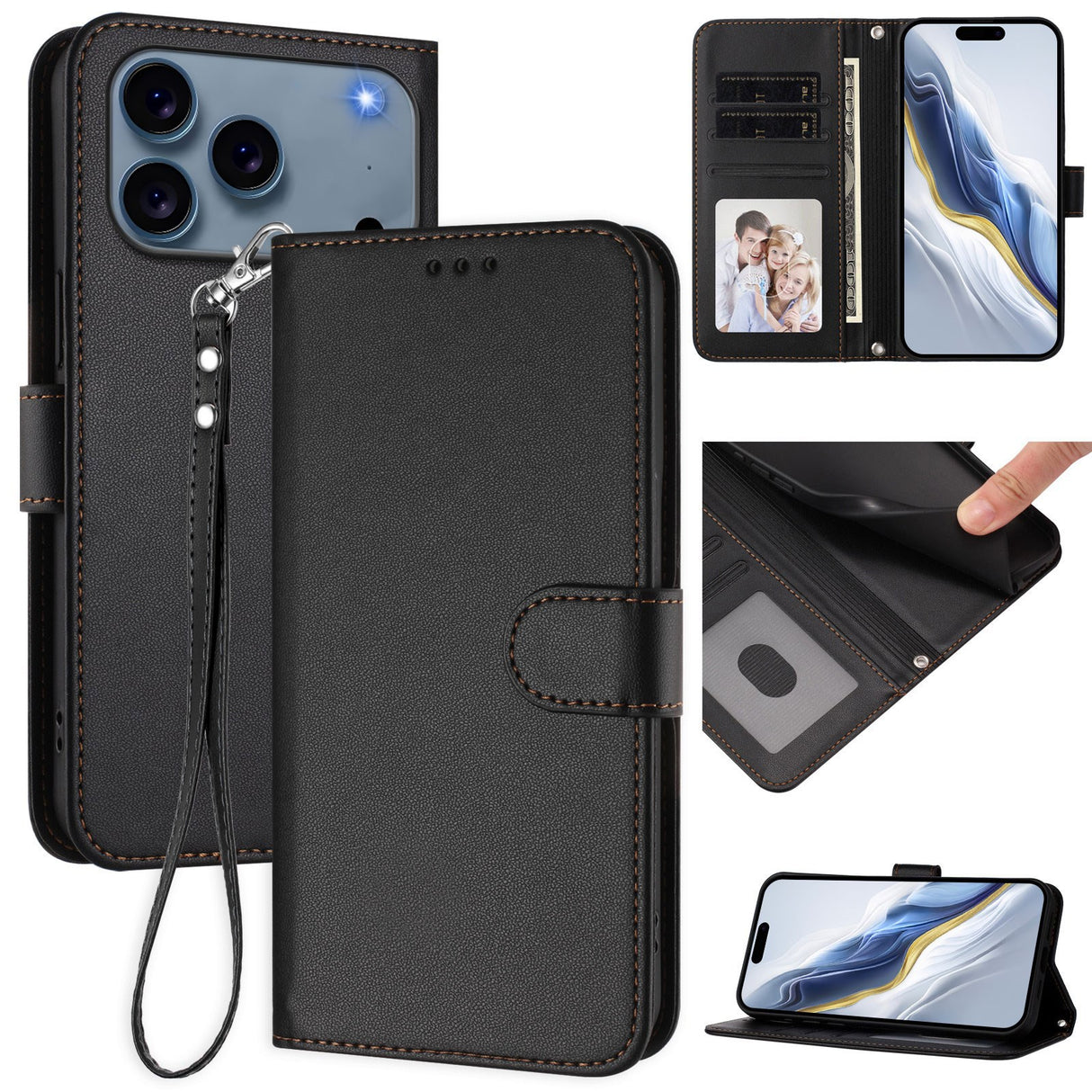 iPhone 18 Pro Max / 17 Pro Max EIDERWOOD Konstläder Fodral m. Rem - Svart