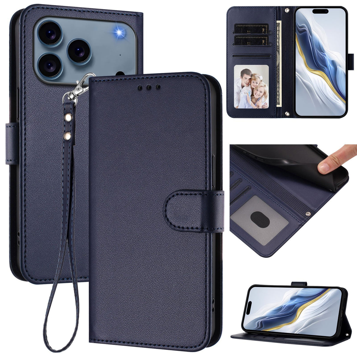 iPhone 18 Pro Max / 17 Pro Max EIDERWOOD Konstläder Fodral m. Rem - Blå