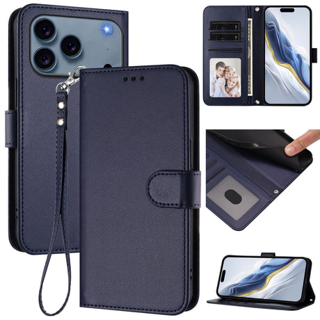 iPhone 18 Pro Max / 17 Pro Max EIDERWOOD Konstläder Fodral m. Rem - Blå