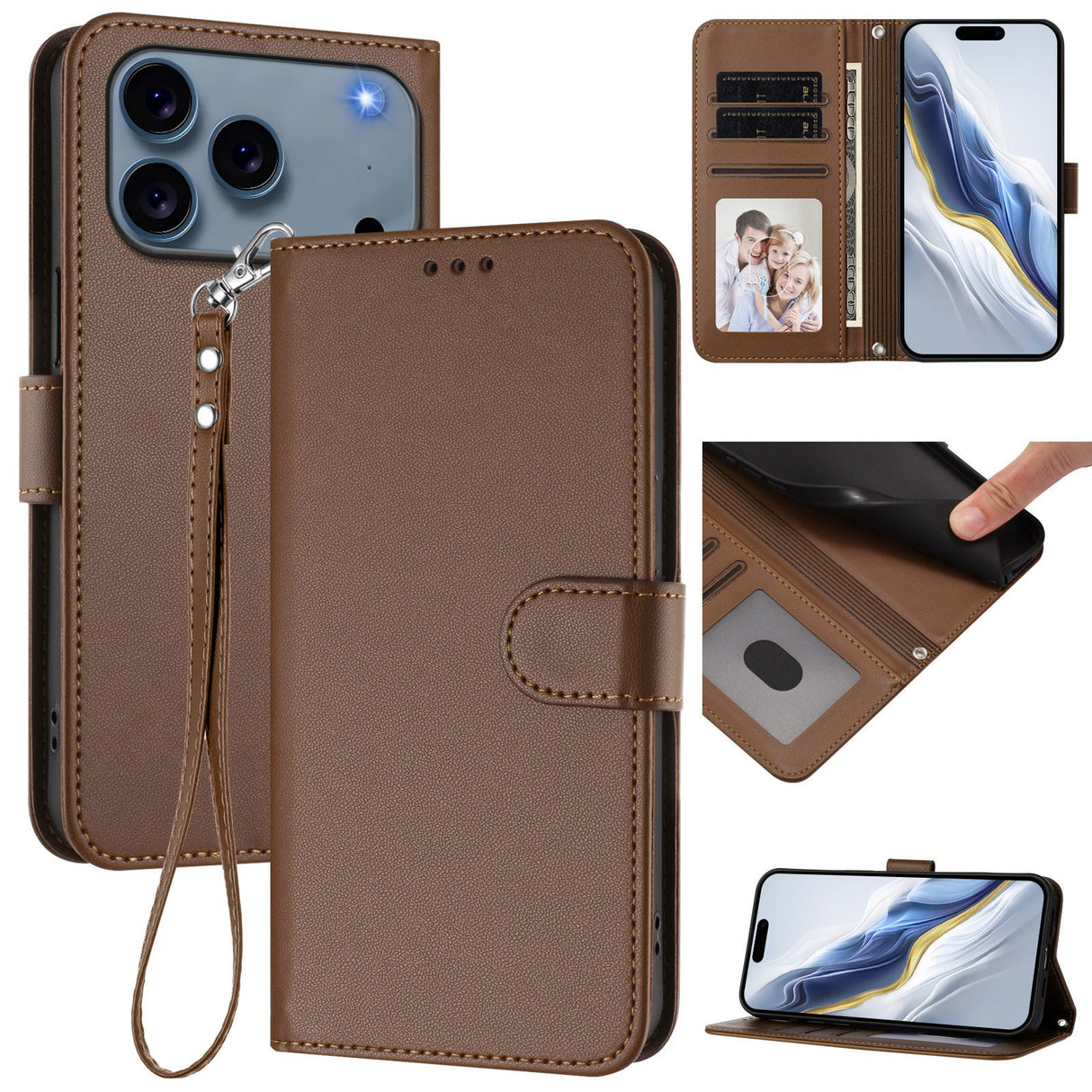 iPhone 18 Pro Max / 17 Pro Max EIDERWOOD Konstläder Fodral m. Rem - Brun