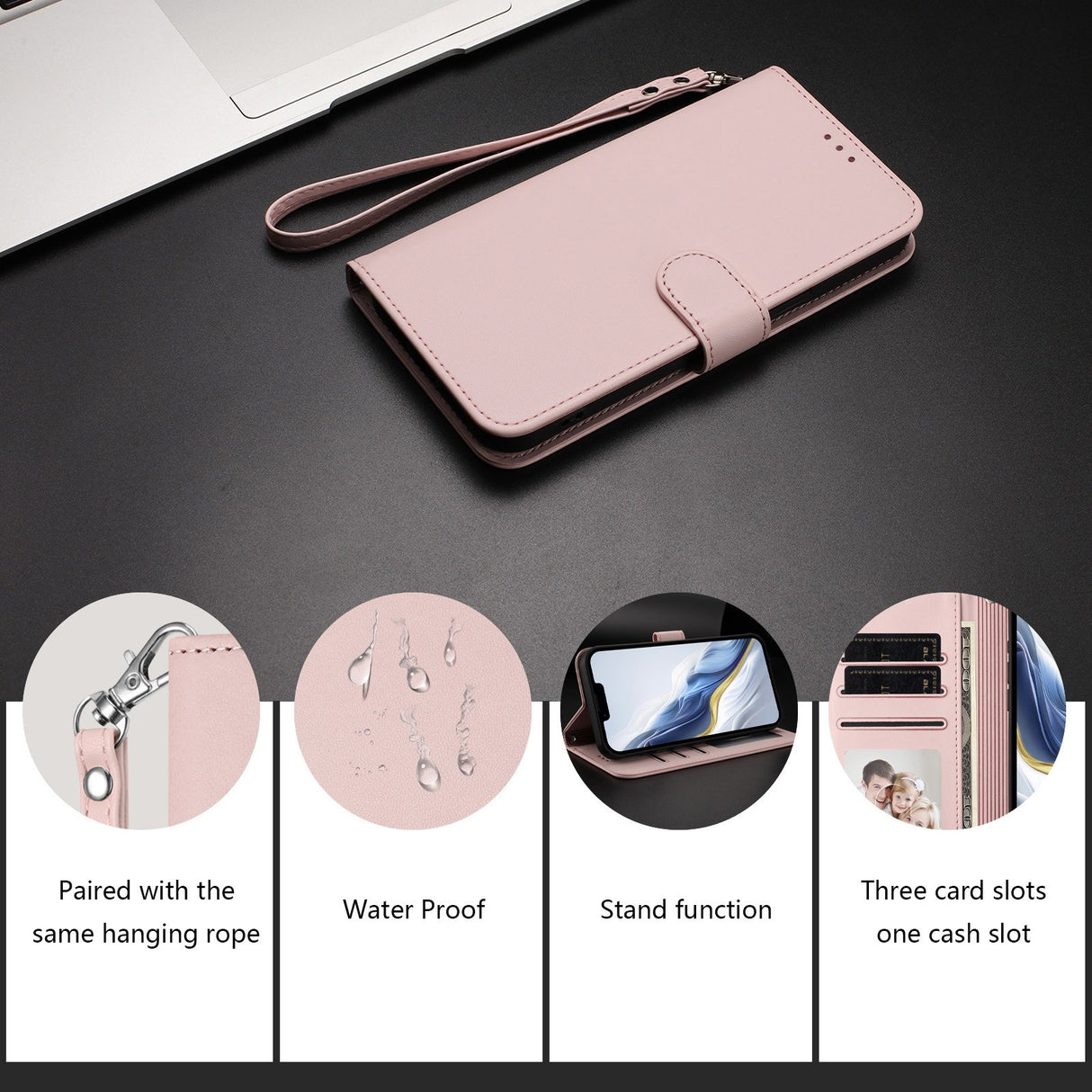 iPhone 18 Pro Max / 17 Pro Max EIDERWOOD Konstläder Fodral m. Rem - Rosa