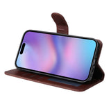 EIDERWOOD iPhone 17 2-i-1 Konstläder Flip Fodral med Skärmskyddsglas - Svart