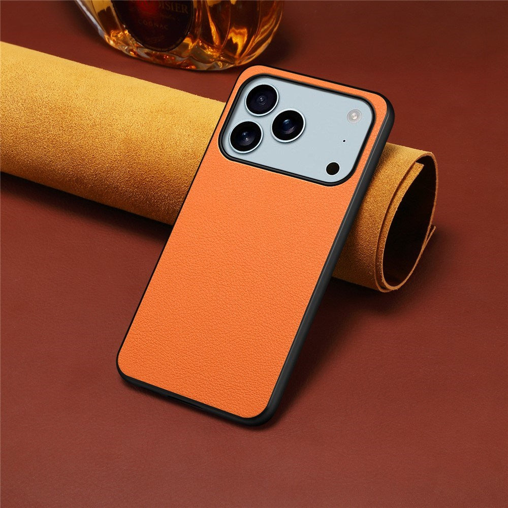 EIDERWOOD iPhone 17 Pro Hybrid Plast Skal med Läderstruktur - Orange