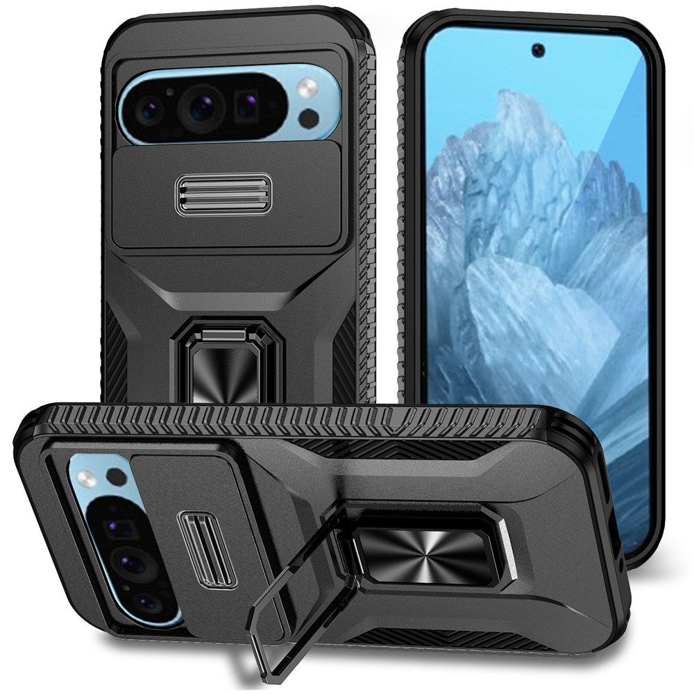 Google Pixel 11 Pro / 11 / 10 Pro / 10 / 9 Pro / 9 EIDERWOOD Hantverkare Skal med 360 Graders Roterbart Stativ - Svart