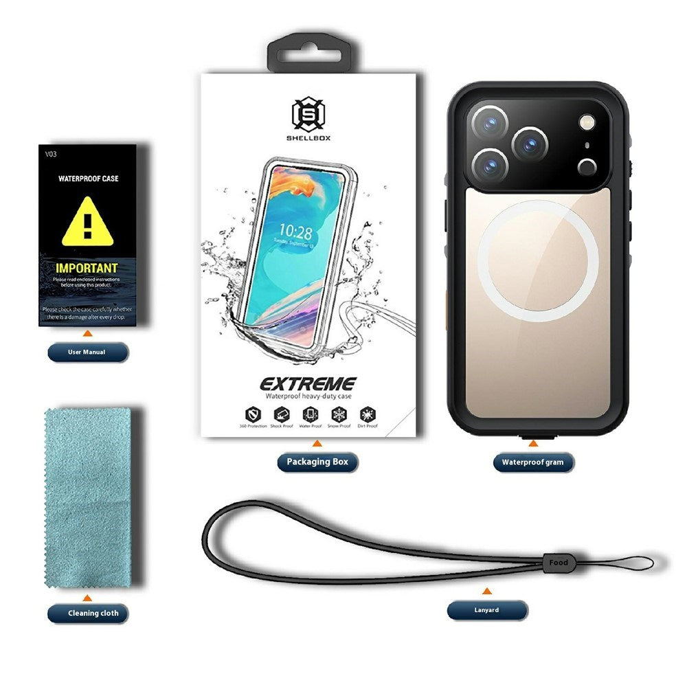 EIDERWOOD iPhone 17 Pro Vattentätt Hantverkar Skal m. Skärmskydd & Rem - MagSafe Kompatibel - Svart